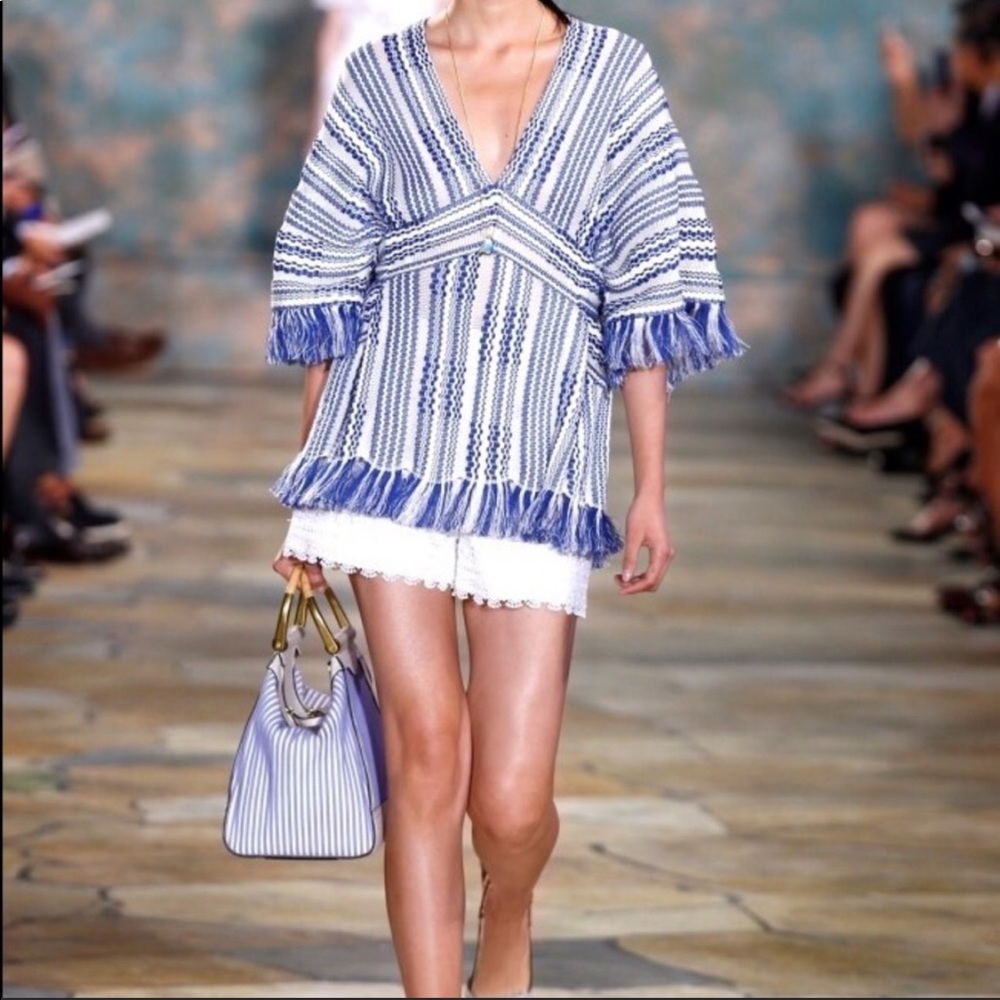 Tory Burch  Linen Fringe Cardigan